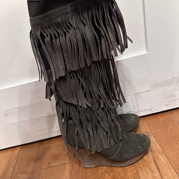 Diesel Fringe Heeled Boots - Dark Brown SIZE 7 VINTAGE - Picture 3 of 9